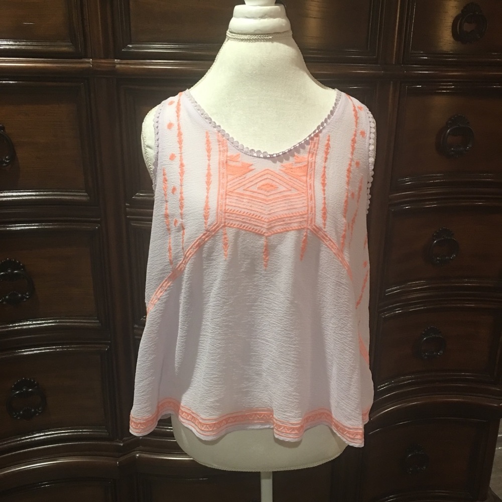 Xhilaration Lavender w/ Neon orange Stitching Top